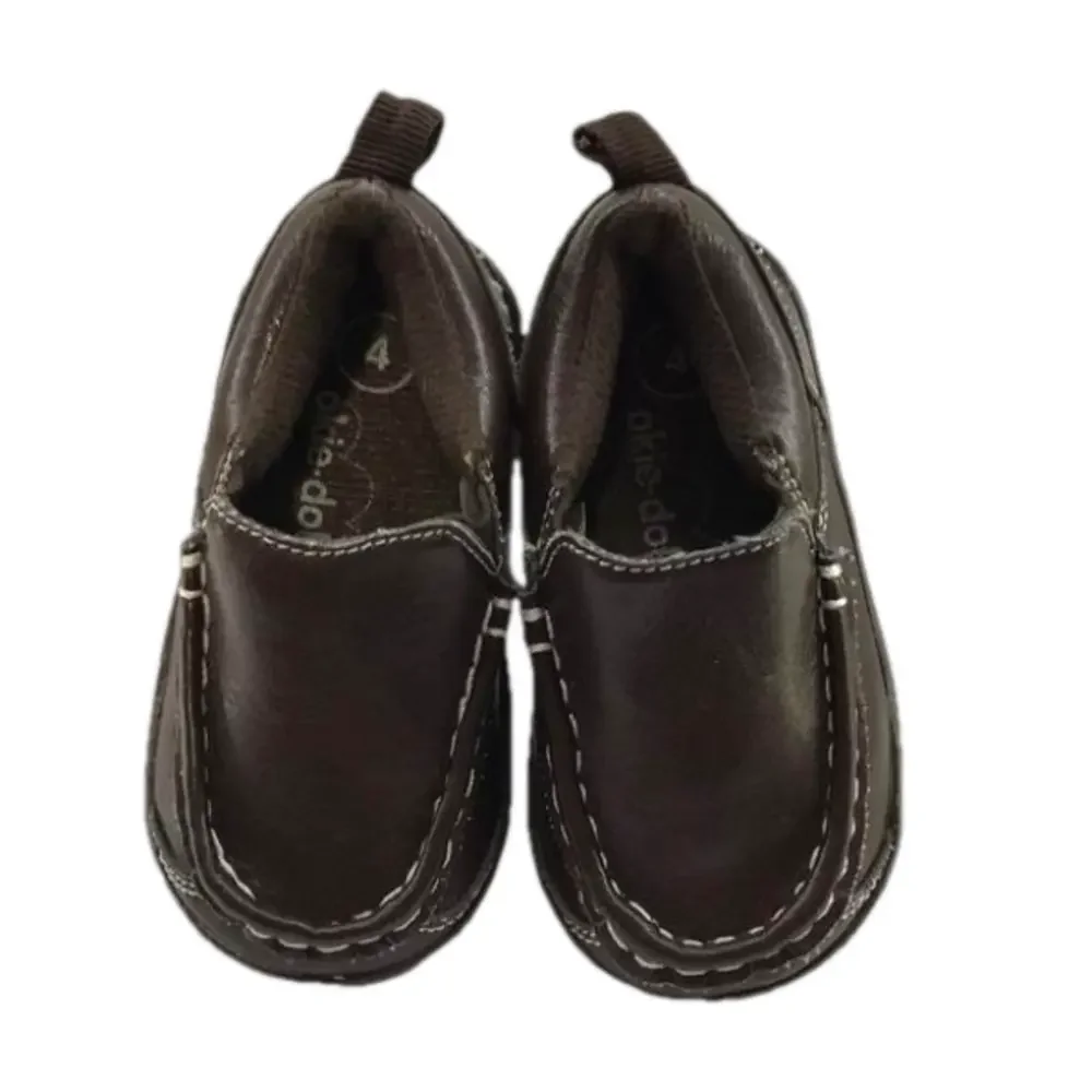 OKIE-DOKIE Faux Leather Dark Brown Loafers—NWOT—Baby Boys Size 4